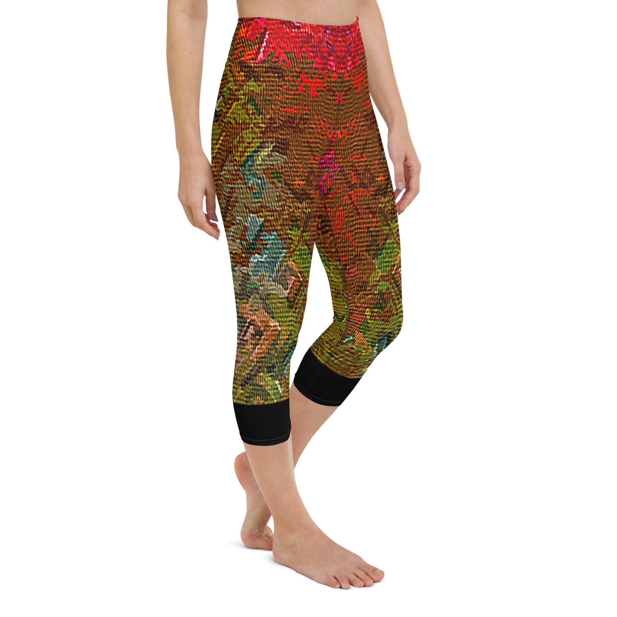 Prismatic Eccentric Canvas Yoga Capri Leggings Triboca Arts   